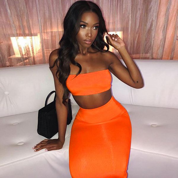 two piece dress fashion neon midi skirts tube womens 2pieces sets summer party club wear knitting basic long elegant suits, White
two piece dress fashion neon midi skirts tube womens 2pieces sets summer party club wear knitting basic long elegant suits, White
