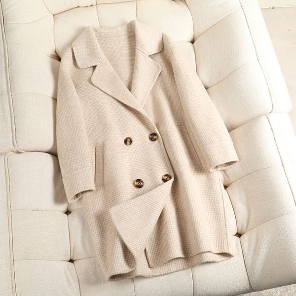 korean version of the double-breasted long coats chic all match solid color wool coats autumn lapel women overcoat for women, Black
korean version of the double-breasted long coats chic all match solid color wool coats autumn lapel women overcoat for women, Black