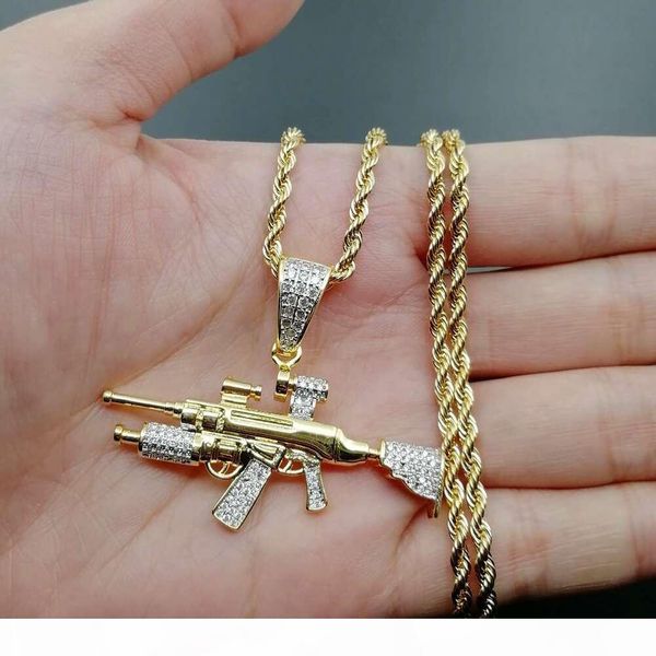 hip hop sniper rifle diamonds pendant necklaces for men real gold plated copper zircons ak47 gun luxury necklace cuban chain jewelry, Silver
hip hop sniper rifle diamonds pendant necklaces for men real gold plated copper zircons ak47 gun luxury necklace cuban chain jewelry, Silver