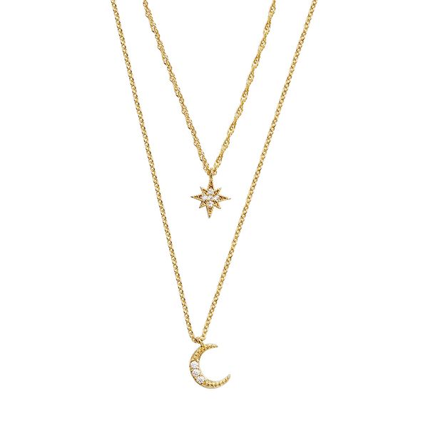 2020 new wave star moon super fairy temperament double necklace simple and generous clavicle chain ladies gift jewelry custom, Silver
2020 new wave star moon super fairy temperament double necklace simple and generous clavicle chain ladies gift jewelry custom, Silver