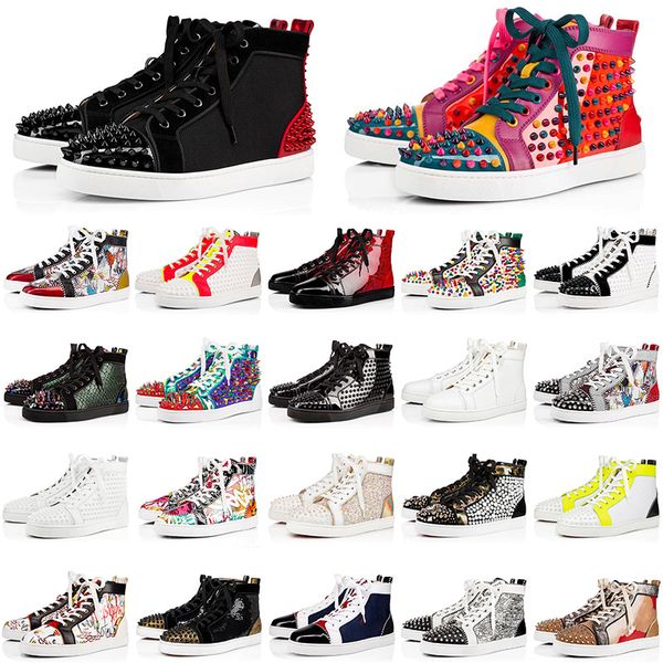 with box red bottoms shoes leather suede flat soled casual shoes fashion spikes women men chaussures party lovers designer platform, Black
with box red bottoms shoes leather suede flat soled casual shoes fashion spikes women men chaussures party lovers designer platform, Black