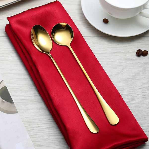 dhl fast shipping gold-plated titanium spoon 410 stainless steel long handle spoon stainless steel tableware coffee stirring spoon t4003
dhl fast shipping gold-plated titanium spoon 410 stainless steel long handle spoon stainless steel tableware coffee stirring spoon t4003