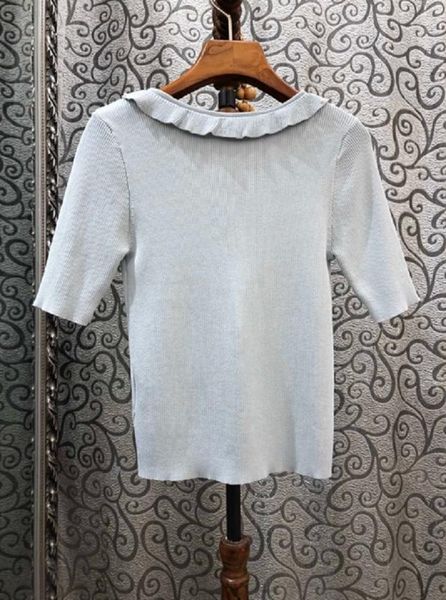 2020 spring summer fashion sweaters women v-neck beading deco short sleeve knitted pullovers ladies blue black pink jumpers, White;black
2020 spring summer fashion sweaters women v-neck beading deco short sleeve knitted pullovers ladies blue black pink jumpers, White;black