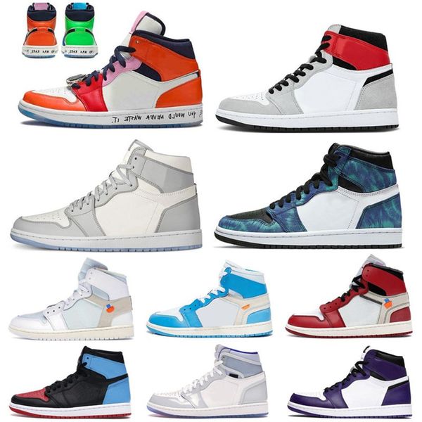 white 1s mens basketball shoes 1 unc chicago toe 3 tie dye travis scotts men sports women sneakers trainers with box, White;red
white 1s mens basketball shoes 1 unc chicago toe 3 tie dye travis scotts men sports women sneakers trainers with box, White;red