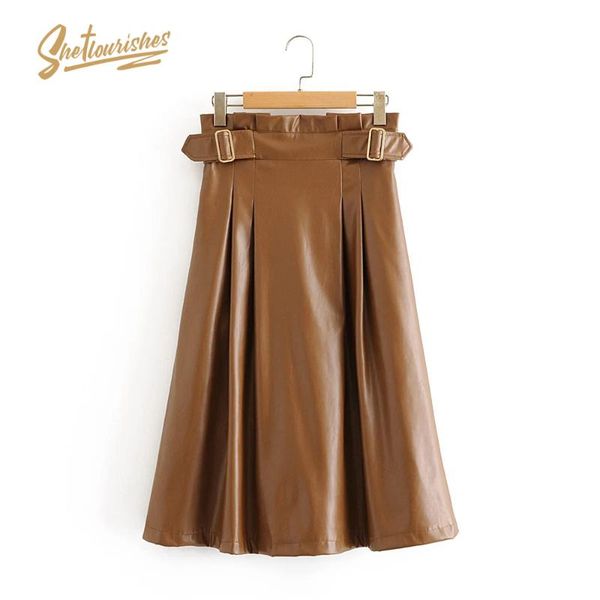 skirts sheflourishes vintage high waist women pu leather midi mujer faldas brown pleated office loose faux 2021, Black
skirts sheflourishes vintage high waist women pu leather midi mujer faldas brown pleated office loose faux 2021, Black
