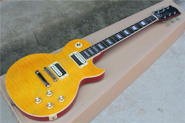 yellow electric guitar with rosewood fingerboardflame maple veneerhh pickupsfixed bridgeoffering customized services
yellow electric guitar with rosewood fingerboardflame maple veneerhh pickupsfixed bridgeoffering customized services