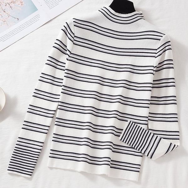 long sleeve knitted warm sweater shirt women pullover 2020 korean oversize o-neck elasticity slim fit striped casual clothes, White;black
long sleeve knitted warm sweater shirt women pullover 2020 korean oversize o-neck elasticity slim fit striped casual clothes, White;black