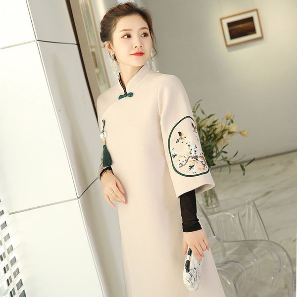 spring qipao women wool cotton overcoat asian girls embroidery clothing fragrant taste tang suit chinese clothing improved robe, Red
spring qipao women wool cotton overcoat asian girls embroidery clothing fragrant taste tang suit chinese clothing improved robe, Red