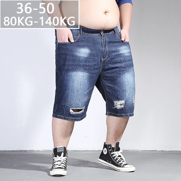 48 50 mens denim shorts slim large size casual knee length short hole jeans shorts for men new summer blue plus size 160kg pants 
48 50 mens denim shorts slim large size casual knee length short hole jeans shorts for men new summer blue plus size 160kg pants