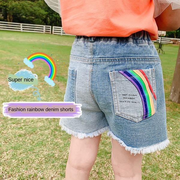 2020 new korean style girl rainbow denim children's wear and shorts shorts children's wear western style baby pants, Blue
2020 new korean style girl rainbow denim children's wear and shorts shorts children's wear western style baby pants, Blue