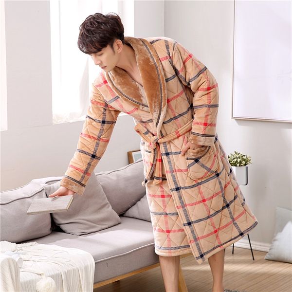 rmydm autumn and winter new coral fleece cotton-padded men's plaid flannel nightgown home clothes pajamas bathrobe pajamas men's w, Black;brown
rmydm autumn and winter new coral fleece cotton-padded men's plaid flannel nightgown home clothes pajamas bathrobe pajamas men's w, Black;brown