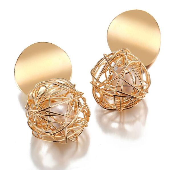 weaving pearl stud earrings creative simple design jewelry for women girl lady party fashion luxury earrings, Golden;silver
weaving pearl stud earrings creative simple design jewelry for women girl lady party fashion luxury earrings, Golden;silver