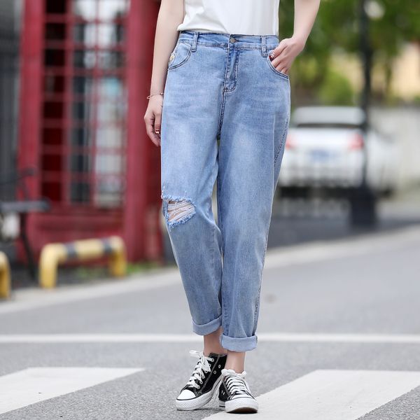 boutique summer korean style slimming 200kg fat mm thin perforated octave jeans and jeans pants plus size women's clothing 8496, Blue
boutique summer korean style slimming 200kg fat mm thin perforated octave jeans and jeans pants plus size women's clothing 8496, Blue