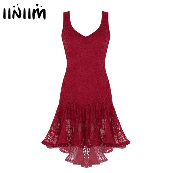 iiniim women ruffled high low costumes for latin samba dance dress ballroom dancewear performance costume lace dance dress, Black;red
iiniim women ruffled high low costumes for latin samba dance dress ballroom dancewear performance costume lace dance dress, Black;red