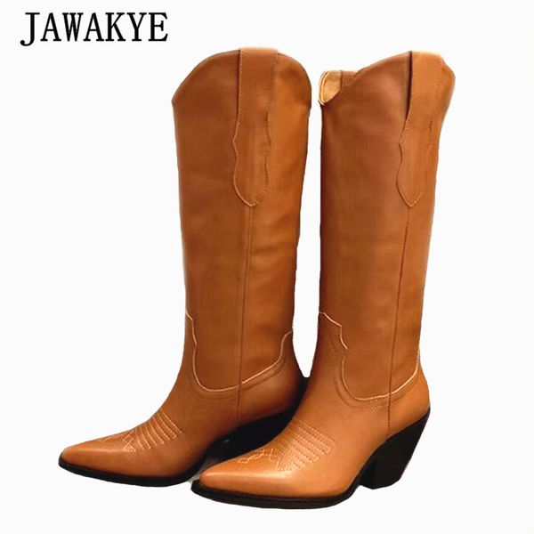 pointy real leather women knight boots 2020 new british style chunky heel knee high boots embroidery brown black cowboy
pointy real leather women knight boots 2020 new british style chunky heel knee high boots embroidery brown black cowboy