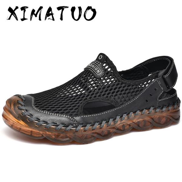 2020 new men's gladiator sandals summer roman style men's sandals breathable brand beach leather, Black
