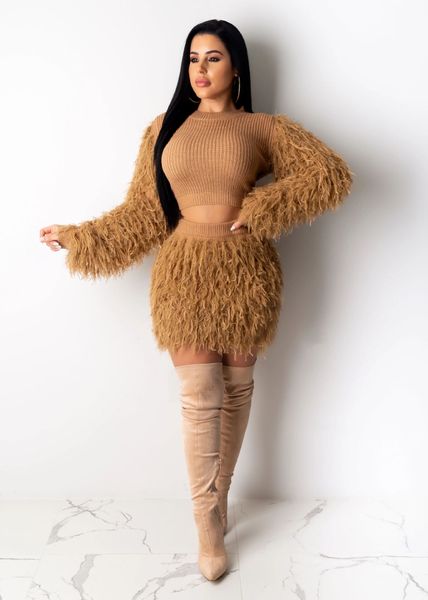 tassel plush womens designer sets spring summer o-neck solid color long sleeve women two piece dress, White
tassel plush womens designer sets spring summer o-neck solid color long sleeve women two piece dress, White