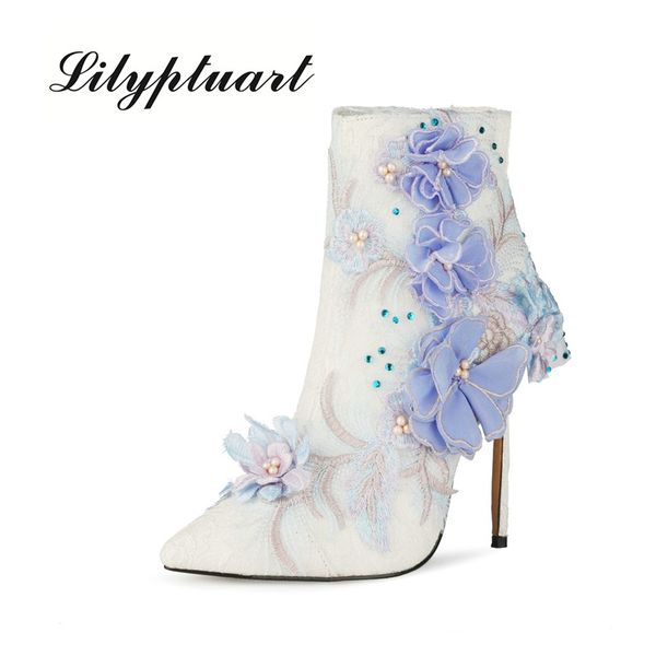 appliques wedding shoes high heel boots up fashion boots crystal pointed toe zipper party winter cross tied lace thin heels, Black
appliques wedding shoes high heel boots up fashion boots crystal pointed toe zipper party winter cross tied lace thin heels, Black