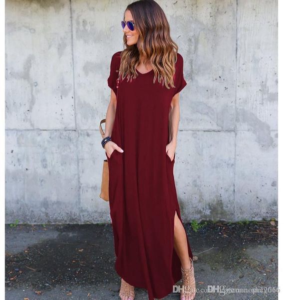 women dress cotton blend deep v-neck short sleevel pocket solid color split sling lady long mermaid casual loose dresses skirt size s-xl d2, Black;gray
women dress cotton blend deep v-neck short sleevel pocket solid color split sling lady long mermaid casual loose dresses skirt size s-xl d2, Black;gray