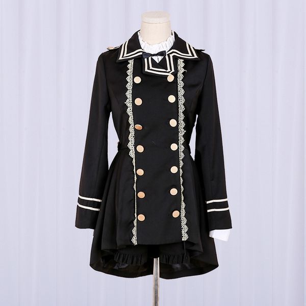 harajuku women swallowtail trench gothic bandage bow lace black lolita party coat punk style girl cosplay uniform, Tan;black
harajuku women swallowtail trench gothic bandage bow lace black lolita party coat punk style girl cosplay uniform, Tan;black