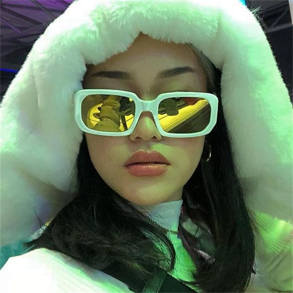 white rectangle sunglasses gold reflective glasses fashion female shades vendors for women square summer eyewear, White;black
white rectangle sunglasses gold reflective glasses fashion female shades vendors for women square summer eyewear, White;black