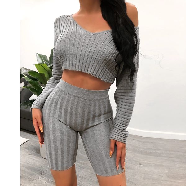 grey two piece set women tracksuit off shoulder t shirt crop pencil short pant leggings set bodycon slim suit, Gray
grey two piece set women tracksuit off shoulder t shirt crop pencil short pant leggings set bodycon slim suit, Gray