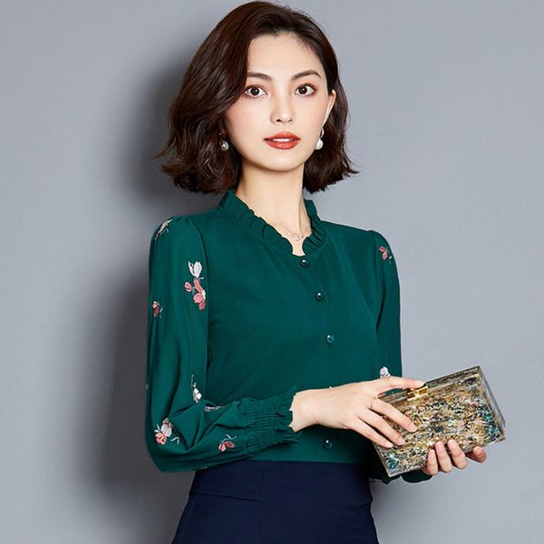 women's blouses & shirts 2021 spring women chiffon blouse autumn casual long sleeve lapel stand embroidered flower shirt k62 plus size, White
women's blouses & shirts 2021 spring women chiffon blouse autumn casual long sleeve lapel stand embroidered flower shirt k62 plus size, White