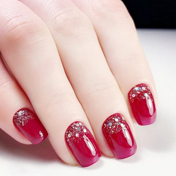 24 pcs/set salon short manicure diy false fake red glitter artificial full wrapped nail tips cover, Black
24 pcs/set salon short manicure diy false fake red glitter artificial full wrapped nail tips cover, Black