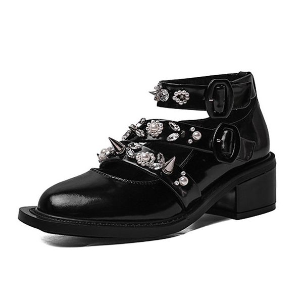 dress shoes brand rivet women high heel fashion thick autumn pumps genuine leather quality, Black
dress shoes brand rivet women high heel fashion thick autumn pumps genuine leather quality, Black