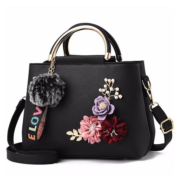 women bag pu leather handbag women shoulder bag flowers shell sac a main femme rivets fur ball pendant luxury designer ladies
women bag pu leather handbag women shoulder bag flowers shell sac a main femme rivets fur ball pendant luxury designer ladies