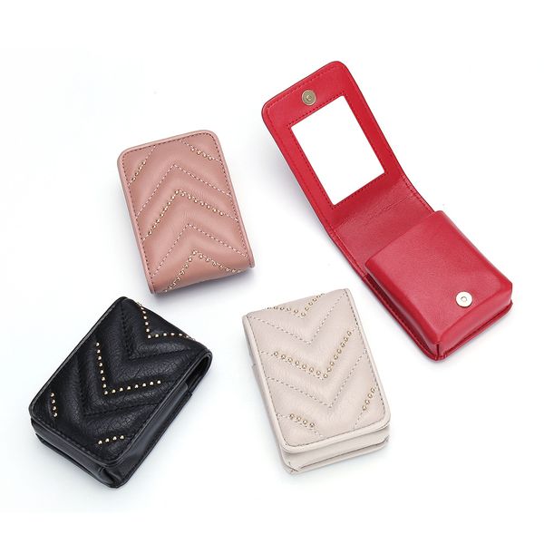 fashion designer stripped studs genuine leather lipsticks purse coin key bag mirror mini makeup wallet for women female, Red;black
fashion designer stripped studs genuine leather lipsticks purse coin key bag mirror mini makeup wallet for women female, Red;black
