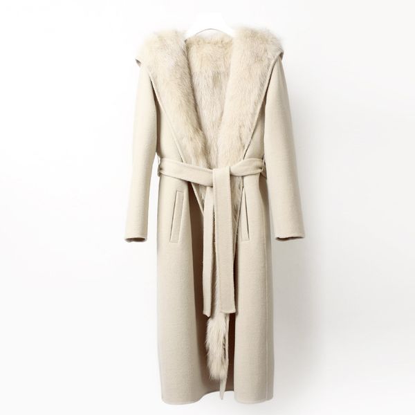 women's wool & blends double side 100% woolen with detachable two pieces coat real thick fur interlining collar hooded parka, Black
women's wool & blends double side 100% woolen with detachable two pieces coat real thick fur interlining collar hooded parka, Black