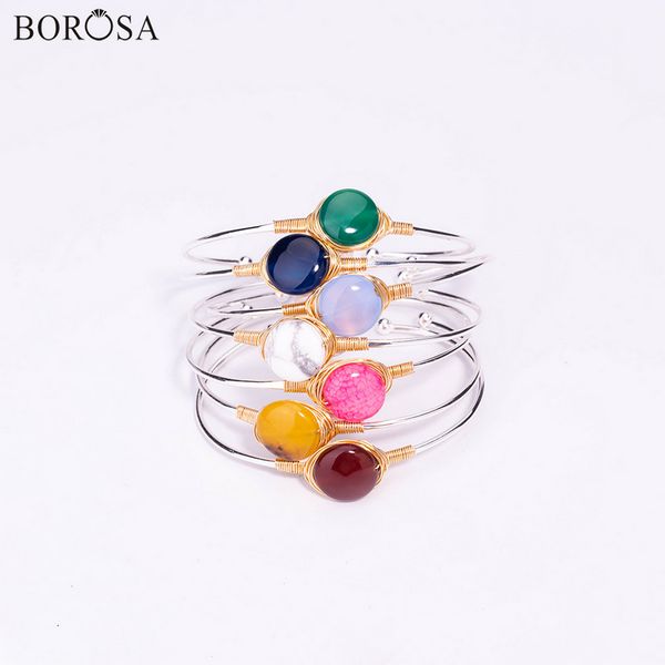 5pcs silver plated natural stones bangle for women natural howlite rainbow agates open gold wire charm wx1693, Black
5pcs silver plated natural stones bangle for women natural howlite rainbow agates open gold wire charm wx1693, Black