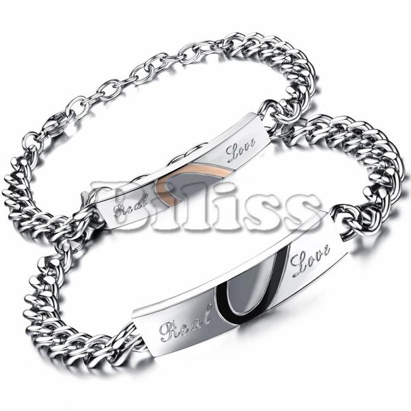 fashion couple jewelry classic matching heart "real love" id bracelet stainless steel lover bracelet 1 piece for women or men, Golden;silver
fashion couple jewelry classic matching heart "real love" id bracelet stainless steel lover bracelet 1 piece for women or men, Golden;silver