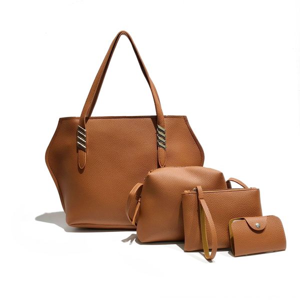 2019 new fashion mother four-piece set of 4 bag four-piece set portable single shoulder slanting women's big bag, White
2019 new fashion mother four-piece set of 4 bag four-piece set portable single shoulder slanting women's big bag, White