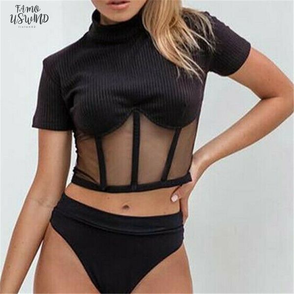 fashion new women short turtleneck mesh transparent knitted patchwork summer crop ladies short sleeve slim t shirt female tee, White
fashion new women short turtleneck mesh transparent knitted patchwork summer crop ladies short sleeve slim t shirt female tee, White