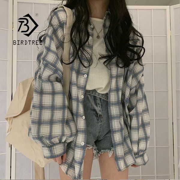 new arrival women vintage plaid oversized blouse lantern sleeve turn down collar white shirt button up casual t04004f
new arrival women vintage plaid oversized blouse lantern sleeve turn down collar white shirt button up casual t04004f