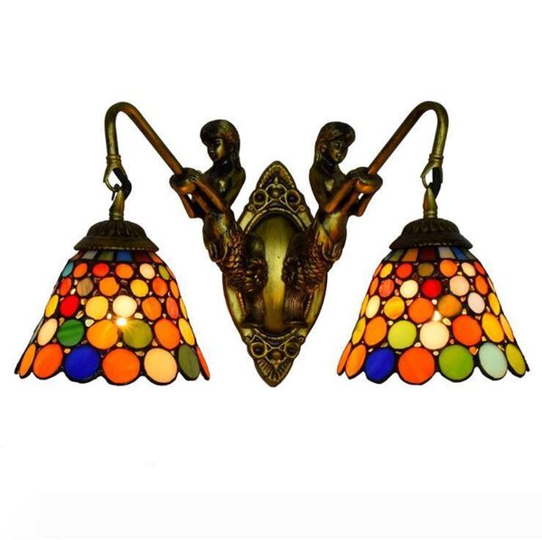 European Retro Tiffany Double-Head Wall Lamp Vintage Stained Glass Wall Light Living Room Dining Room Bedroom Aisle Bright Balcony Lightings
European Retro Tiffany Double-Head Wall Lamp Vintage Stained Glass Wall Light Living Room Dining Room Bedroom Aisle Bright Balcony Lightings