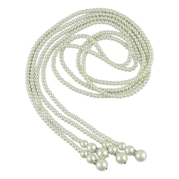 long knotted pearl necklace women fashion sweater chain clothing accessories jewelry for girl, Silver