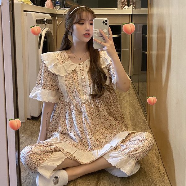 2020 summer sweet embroidered embroidered pajamas pajamas hollow collar all-match loose floral nightgown nightgown suit, Blue;red
2020 summer sweet embroidered embroidered pajamas pajamas hollow collar all-match loose floral nightgown nightgown suit, Blue;red