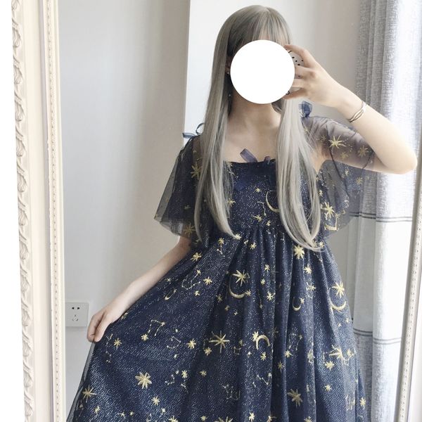 casual dresses japanese harajuku women fairy kawaii lolita dress embroidery moon stars gothic elegant cute sweet sequined bow, Black;gray
casual dresses japanese harajuku women fairy kawaii lolita dress embroidery moon stars gothic elegant cute sweet sequined bow, Black;gray