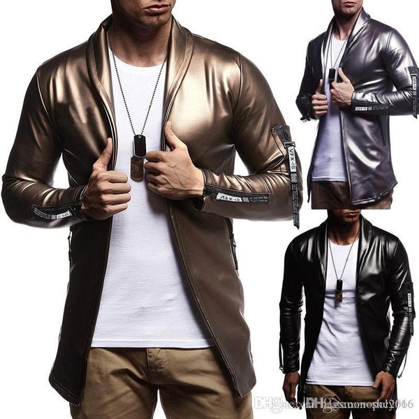 men's elastic pu turn-down collar bright coat long sleeves warm spring autumn pu suit slim jacket boys overcoat casual street-wear clot, Black
men's elastic pu turn-down collar bright coat long sleeves warm spring autumn pu suit slim jacket boys overcoat casual street-wear clot, Black