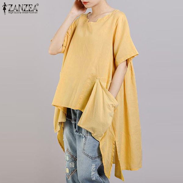 women's blouses & shirts summer zanzea women casual solid short sleeve shirt stylish split o-neck pockets asymmetrical work oversized, White
women's blouses & shirts summer zanzea women casual solid short sleeve shirt stylish split o-neck pockets asymmetrical work oversized, White