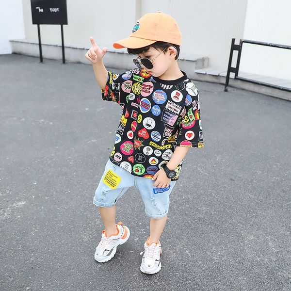 children's short-sleeved full-print round collar new 2020 casual foreign style children's printed t-shirt korean style t-shirt, Blue
children's short-sleeved full-print round collar new 2020 casual foreign style children's printed t-shirt korean style t-shirt, Blue