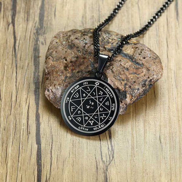 king solomon seal guarding & protection pendant stainless steel the seventh pentacle of mars necklace men jewelry, Silver 
king solomon seal guarding & protection pendant stainless steel the seventh pentacle of mars necklace men jewelry, Silver