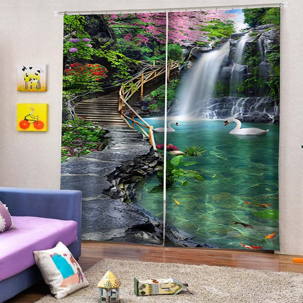 

Luxury Blackout 3D Window Curtains For Living Room 3d curtain blue nature scenery waterfall curtains