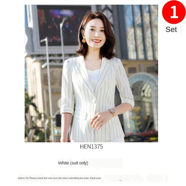 2020 2020 set spring spring cropped sleeve striped small suit women's one-button business wear pink slimming suit, White;black
2020 2020 set spring spring cropped sleeve striped small suit women's one-button business wear pink slimming suit, White;black