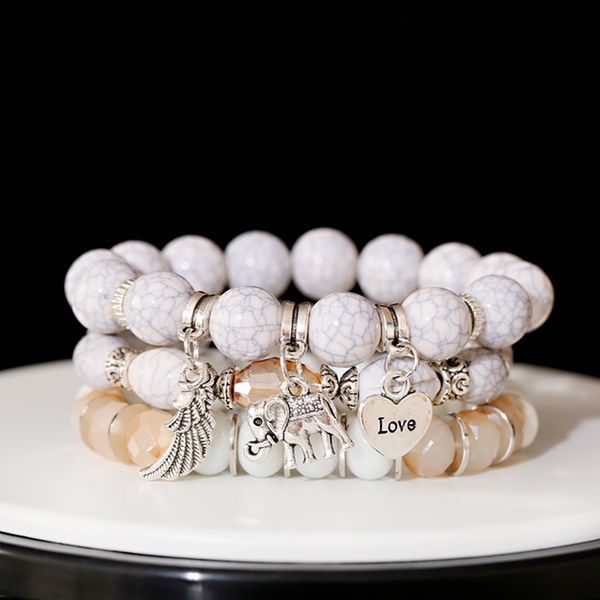vintage women white natural matte stone beaded bracelets&bangles 3pcs/lot wing elephant heart pendant bracelets set boho jewelry, Black
vintage women white natural matte stone beaded bracelets&bangles 3pcs/lot wing elephant heart pendant bracelets set boho jewelry, Black