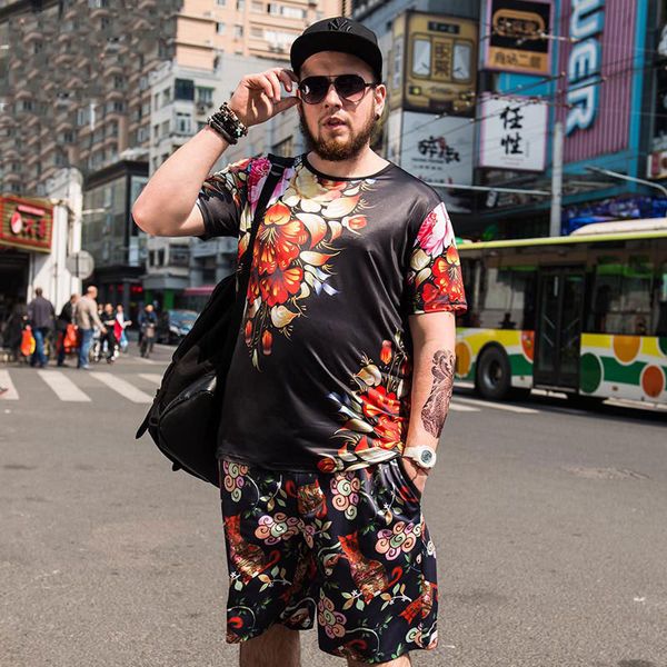 sweat suit large size men's clothing loose t-shirt men's fashion tide male flower short-sleeved plus size 2pcs tshirt sweatpants, Gray
sweat suit large size men's clothing loose t-shirt men's fashion tide male flower short-sleeved plus size 2pcs tshirt sweatpants, Gray