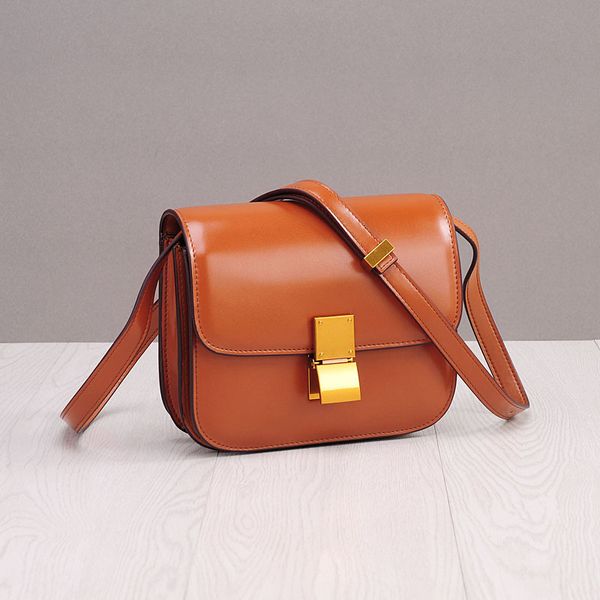 romantic2020 fashion trendy small square shoulder crossbody tofu stewardess box cowhide women's bag